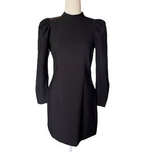 NWT Zara Black Puff Sleeve Mini Dress Black Long Sleeve Mock Neck Womens Medium